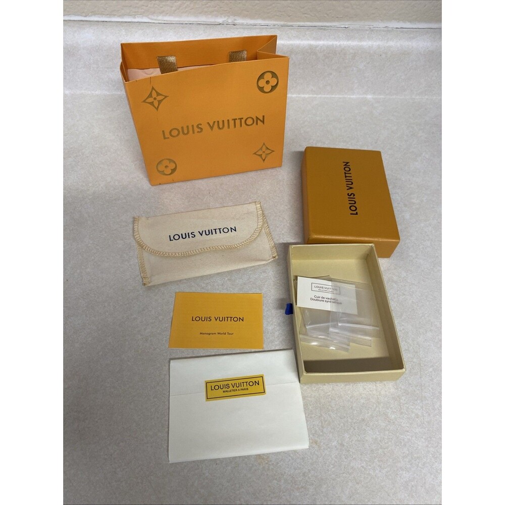 LOUIS VUITTON Authentic Paper Shopping Bag Small Tote Orange w/ Box & Pouch